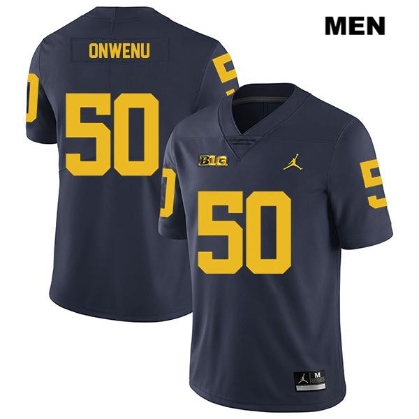 Men's NCAA Michigan Wolverines Michael Onwenu #50 Navy Jordan Brand Authentic Stitched Legend Football College Jersey FM25I41UA